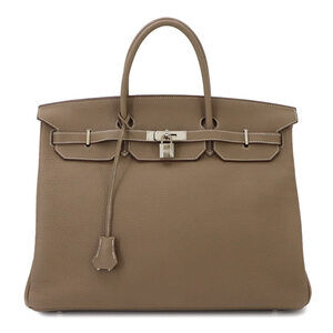 Hermes Birkin 40 Togo Etoupe Handbag, B Stamp, Silver Hardware